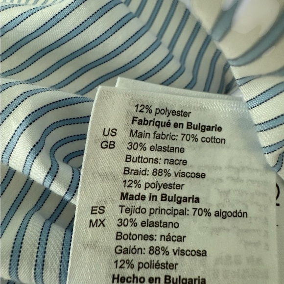 Sandro Paris Oversized Blue and White Striped Button Down Shirt Size 2 - Picture 8 of 12